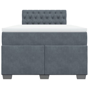 Κρεβάτι Boxspring με Στρώμα Σκούρο Γκρι 120x190 εκ. Βελούδινο