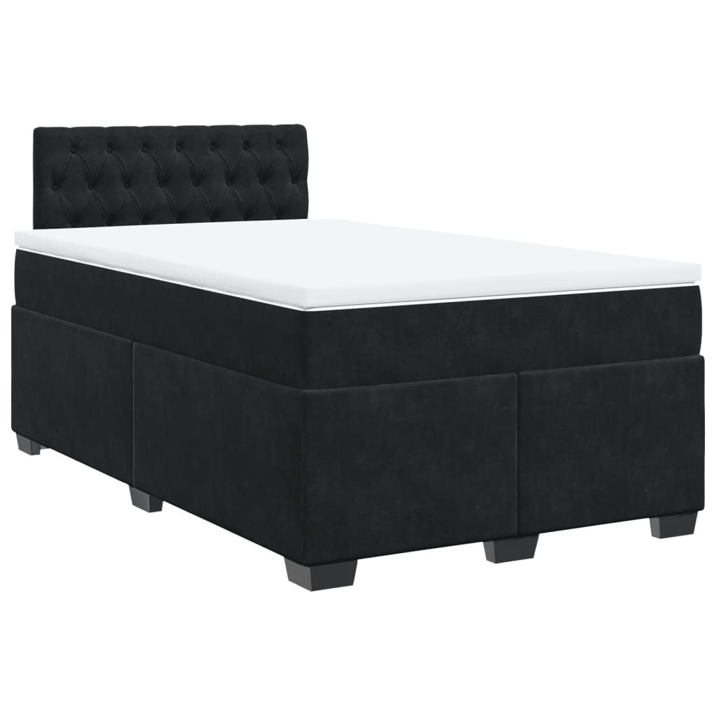 Κρεβάτι Boxspring με Στρώμα Μαύρο 120x190 εκ. Βελούδινο