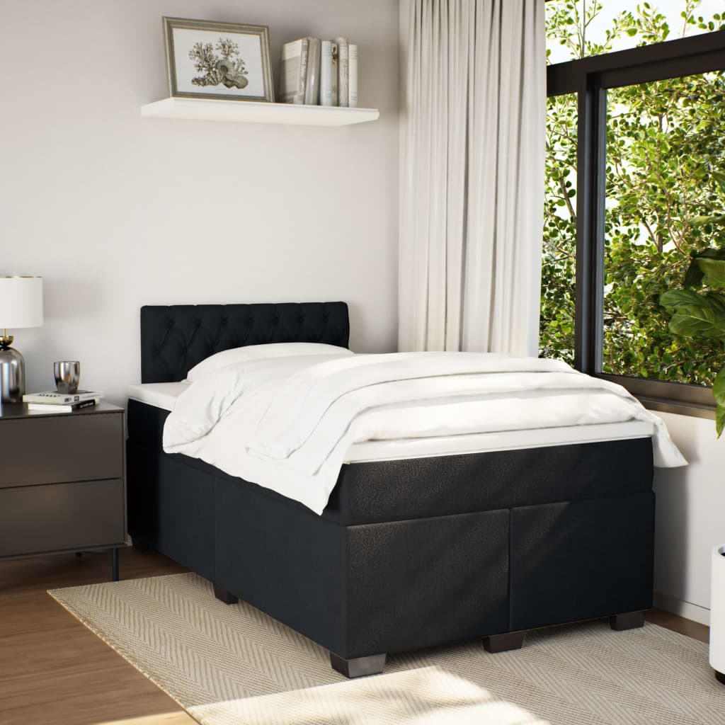 Κρεβάτι Boxspring με Στρώμα Μαύρο 120x190 εκ. Βελούδινο