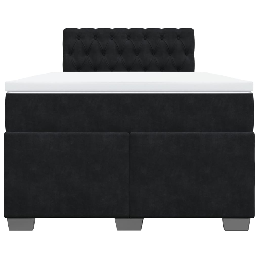 Κρεβάτι Boxspring με Στρώμα Μαύρο 120x190 εκ. Βελούδινο