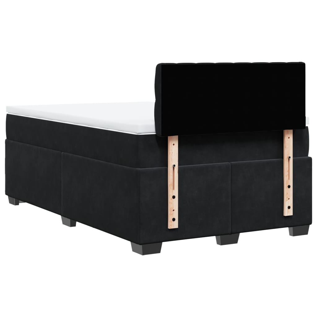 Κρεβάτι Boxspring με Στρώμα Μαύρο 120x190 εκ. Βελούδινο