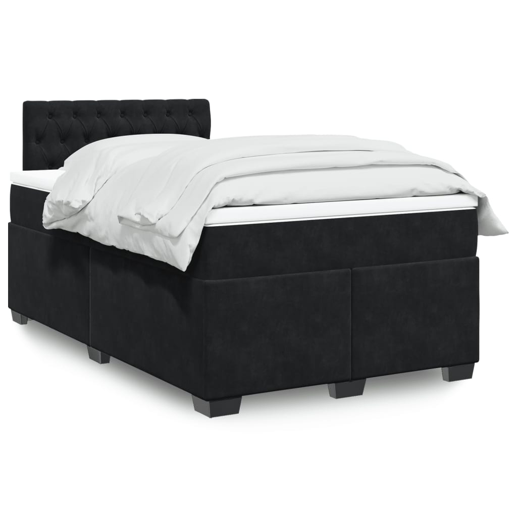 Κρεβάτι Boxspring με Στρώμα Μαύρο 120x190 εκ. Βελούδινο