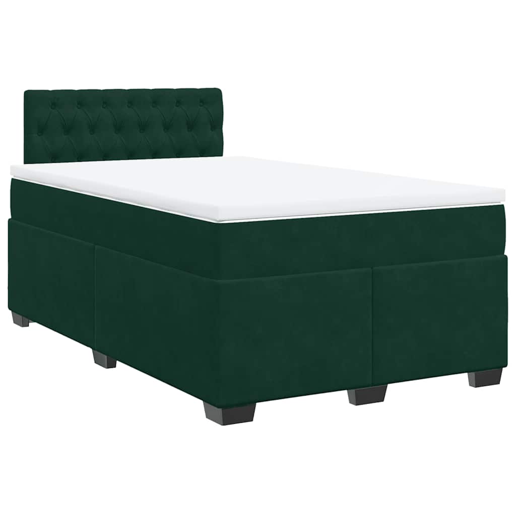 Κρεβάτι Boxspring με Στρώμα Σκούρο Πράσινο 120x190εκ. Βελούδινο - Pakobazaar