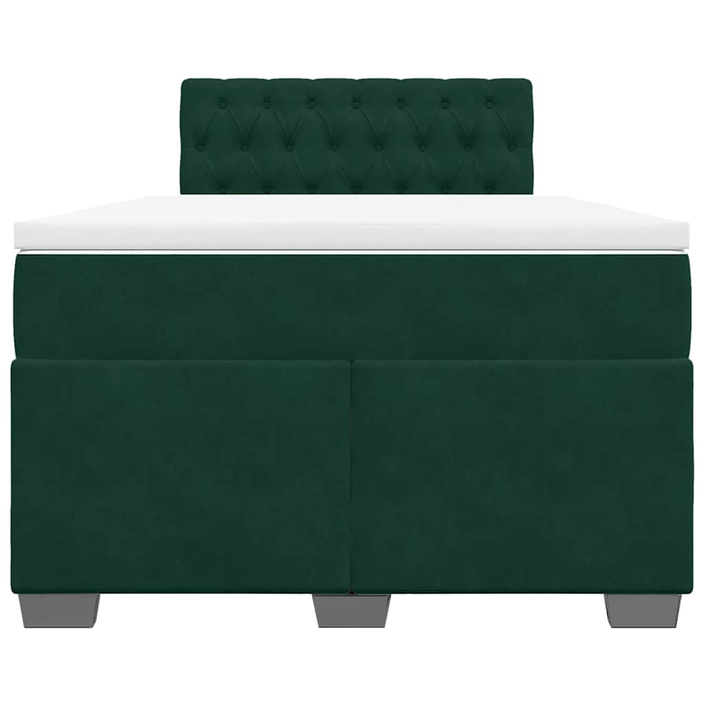 Κρεβάτι Boxspring με Στρώμα Σκούρο Πράσινο 120x190εκ. Βελούδινο - Pakobazaar