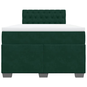 Κρεβάτι Boxspring με Στρώμα Σκούρο Πράσινο 120x190εκ. Βελούδινο - Pakobazaar