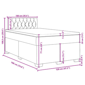Κρεβάτι Boxspring με Στρώμα Σκούρο Μπλε 120x190 εκ. Βελούδινο
