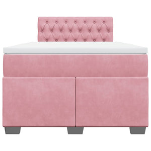 Κρεβάτι Boxspring με Στρώμα Ροζ 120x190 εκ. Βελούδινο