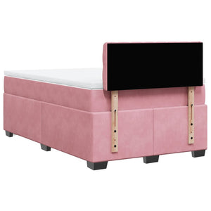 Κρεβάτι Boxspring με Στρώμα Ροζ 120x190 εκ. Βελούδινο