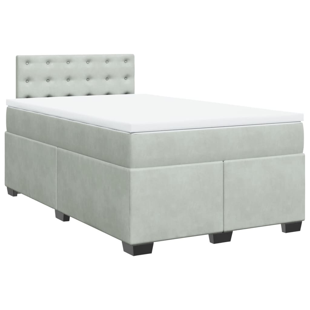 Κρεβάτι Boxspring με Στρώμα Ανοιχτό Γκρι 120x190 εκ. Βελούδινο - Pakobazaar