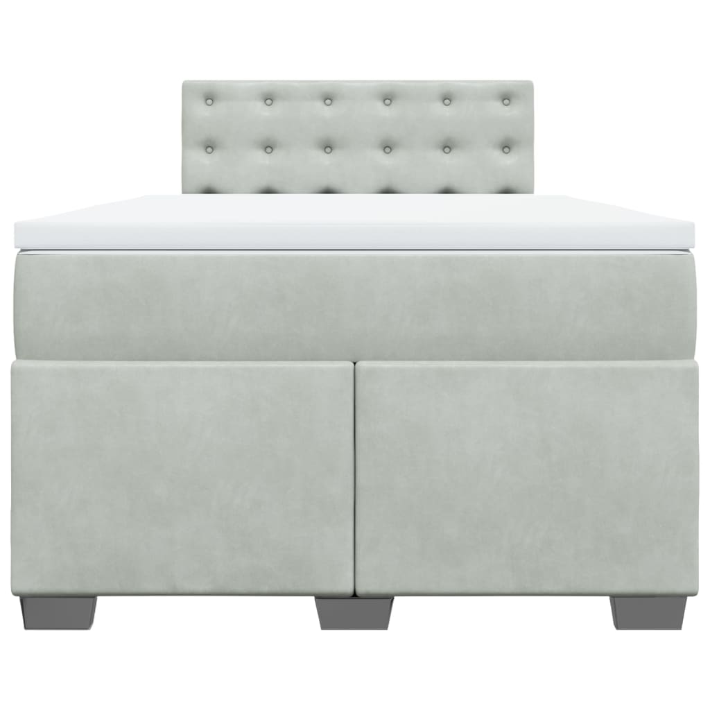 Κρεβάτι Boxspring με Στρώμα Ανοιχτό Γκρι 120x190 εκ. Βελούδινο - Pakobazaar