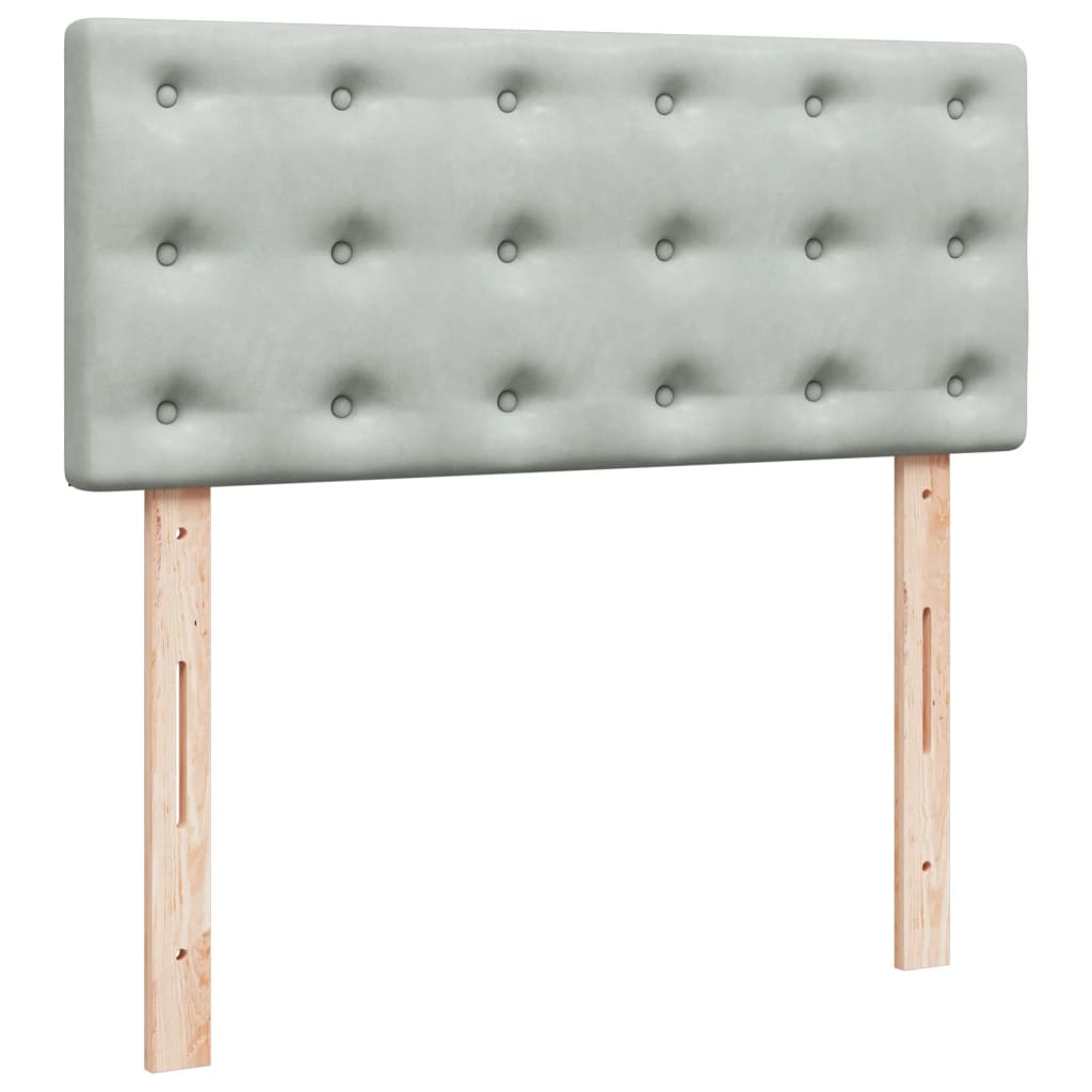 Κρεβάτι Boxspring με Στρώμα Ανοιχτό Γκρι 120x190 εκ. Βελούδινο - Pakobazaar