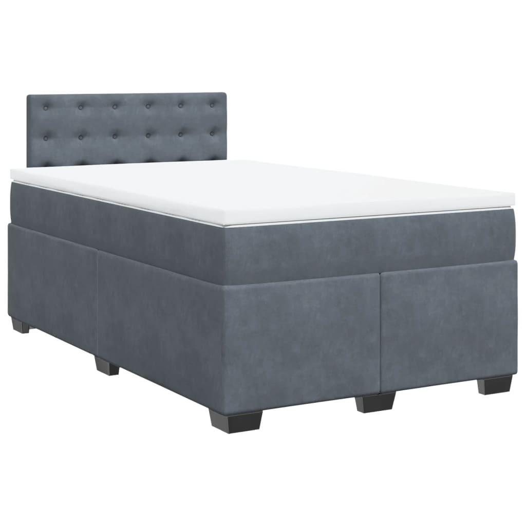 Κρεβάτι Boxspring με Στρώμα Σκούρο Γκρι 120x190 εκ. Βελούδινο