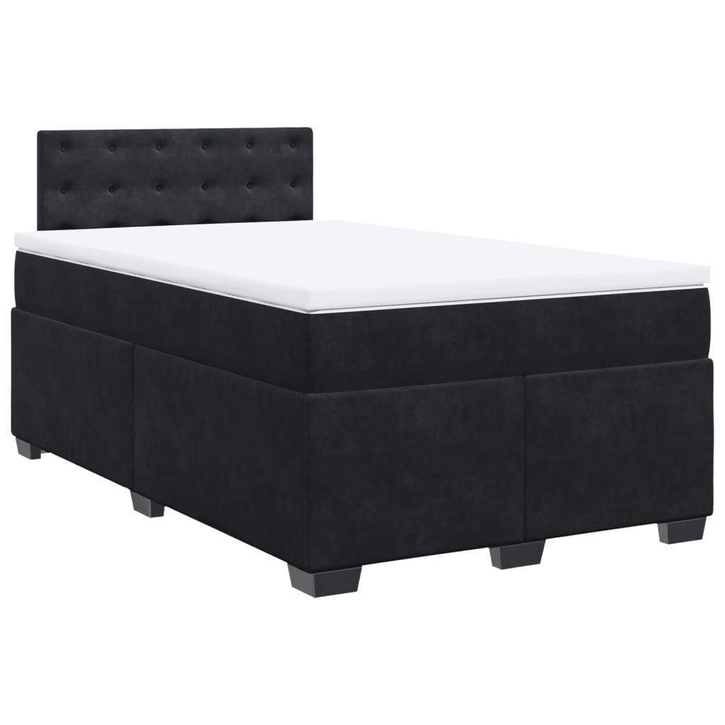 Κρεβάτι Boxspring με Στρώμα Μαύρο 120x190 εκ. Βελούδινο