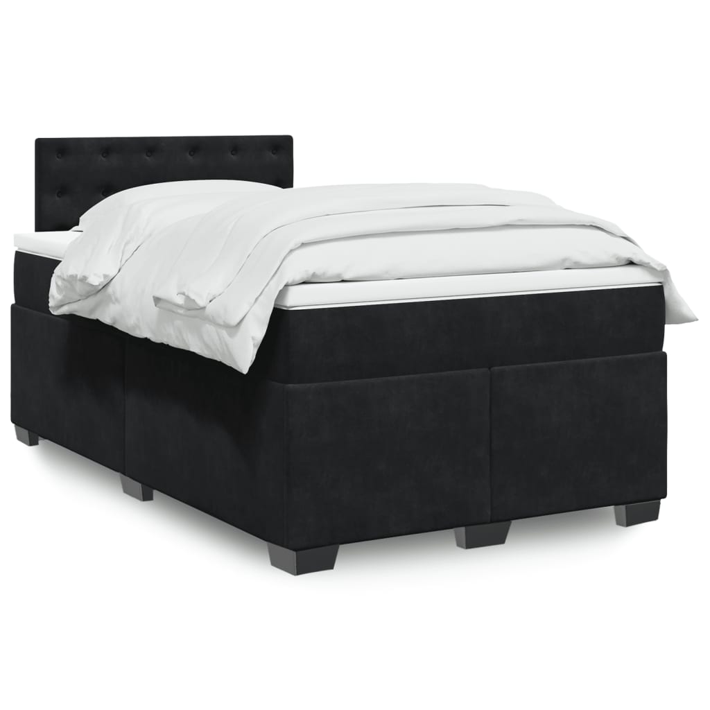 Κρεβάτι Boxspring με Στρώμα Μαύρο 120x190 εκ. Βελούδινο