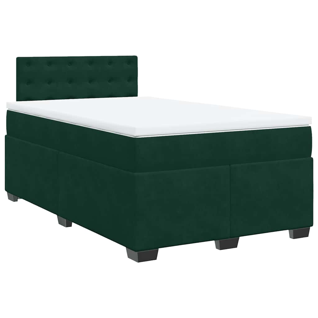 Κρεβάτι Boxspring με Στρώμα Σκούρο Πράσινο 120x190εκ. Βελούδινο