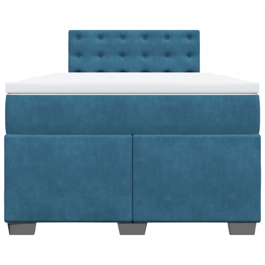 Κρεβάτι Boxspring με Στρώμα Σκούρο Μπλε 120x190 εκ. Βελούδινο