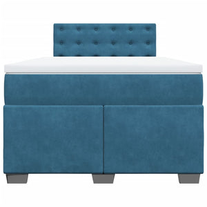 Κρεβάτι Boxspring με Στρώμα Σκούρο Μπλε 120x190 εκ. Βελούδινο