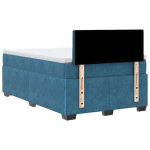 Κρεβάτι Boxspring με Στρώμα Σκούρο Μπλε 120x190 εκ. Βελούδινο