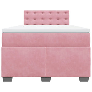 Κρεβάτι Boxspring με Στρώμα Ροζ 120x190 εκ. Βελούδινο