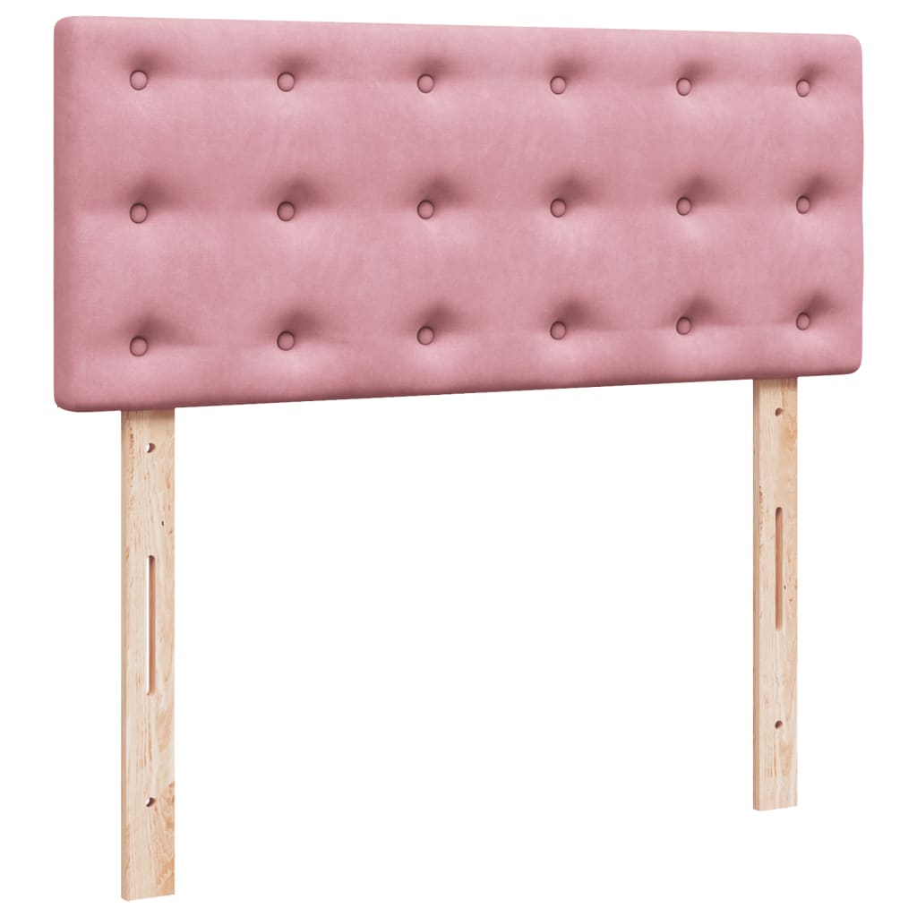 Κρεβάτι Boxspring με Στρώμα Ροζ 120x190 εκ. Βελούδινο