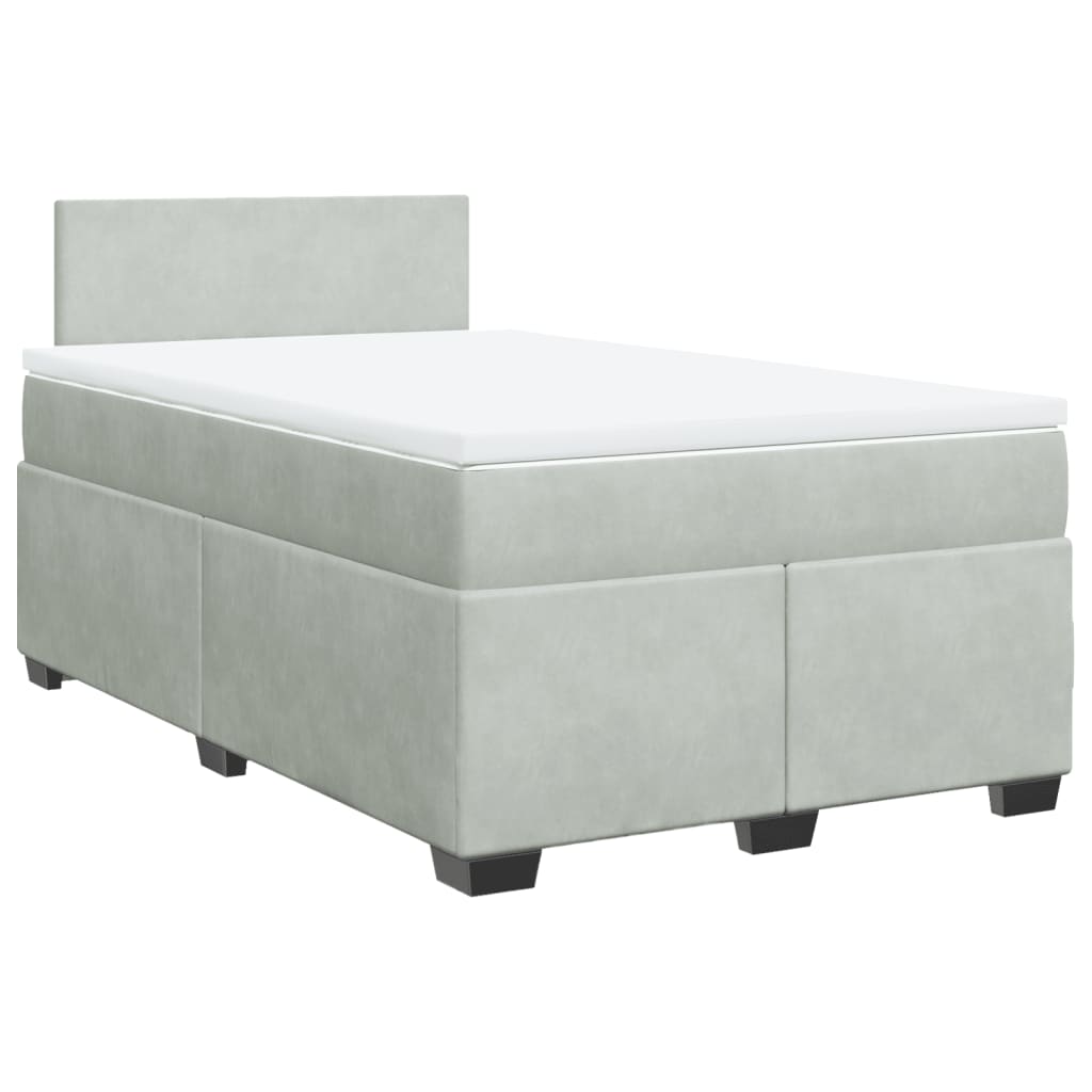 Κρεβάτι Boxspring με Στρώμα Ανοιχτό Γκρι 120x200 εκ. Βελούδινο - Pakobazaar