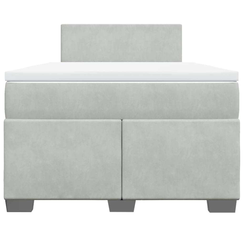 Κρεβάτι Boxspring με Στρώμα Ανοιχτό Γκρι 120x200 εκ. Βελούδινο - Pakobazaar