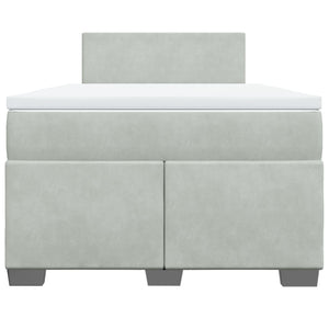 Κρεβάτι Boxspring με Στρώμα Ανοιχτό Γκρι 120x200 εκ. Βελούδινο - Pakobazaar
