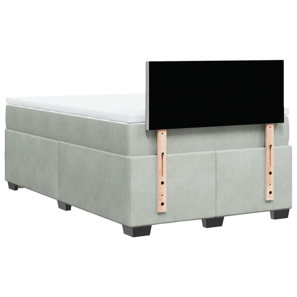 Κρεβάτι Boxspring με Στρώμα Ανοιχτό Γκρι 120x200 εκ. Βελούδινο - Pakobazaar