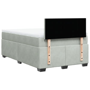 Κρεβάτι Boxspring με Στρώμα Ανοιχτό Γκρι 120x200 εκ. Βελούδινο - Pakobazaar