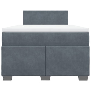 Κρεβάτι Boxspring με Στρώμα Σκούρο Γκρι 120x200 εκ. Βελούδινο - Pakobazaar