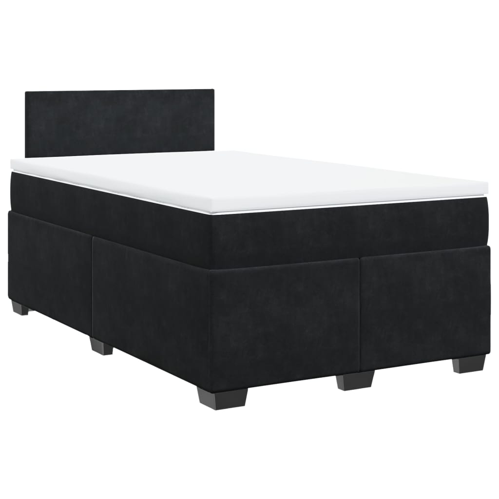 Κρεβάτι Boxspring με Στρώμα Μαύρο 120 x 200 εκ. Βελούδινο