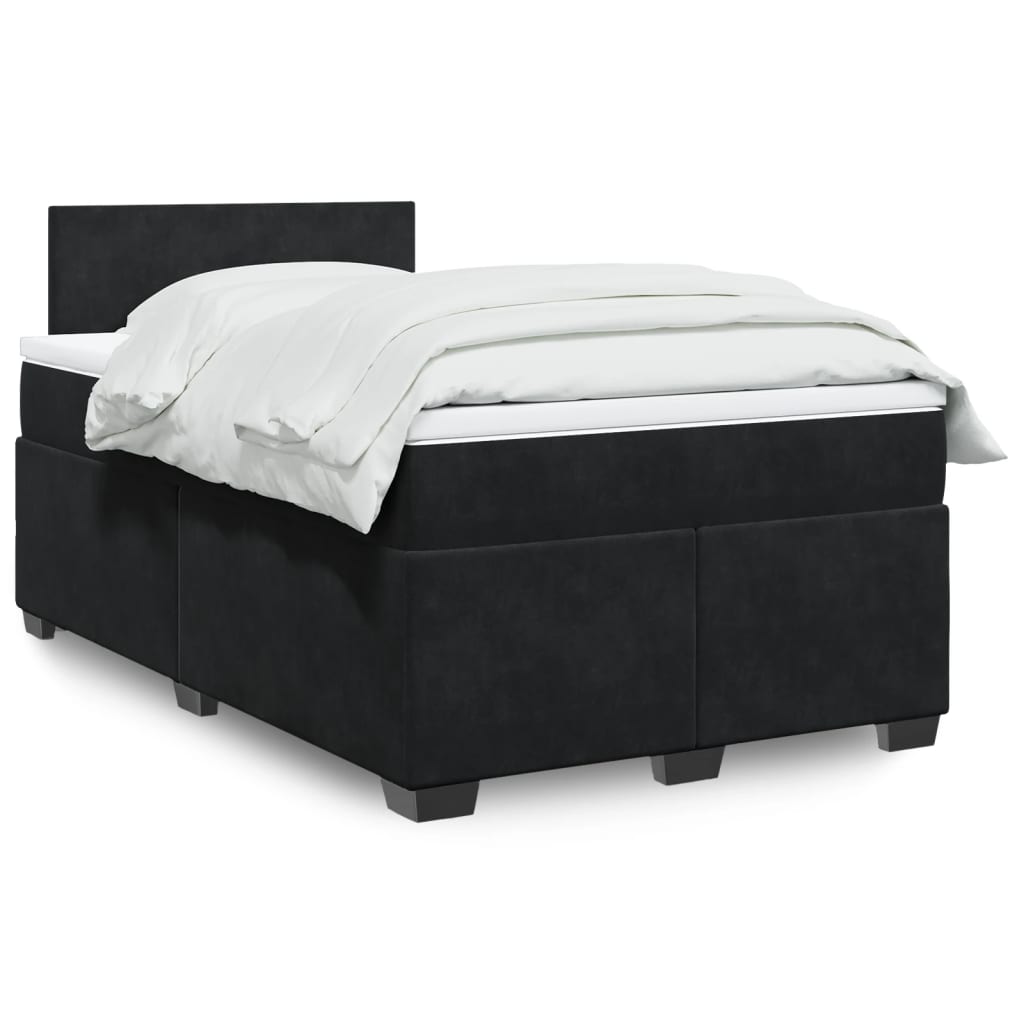 Κρεβάτι Boxspring με Στρώμα Μαύρο 120 x 200 εκ. Βελούδινο