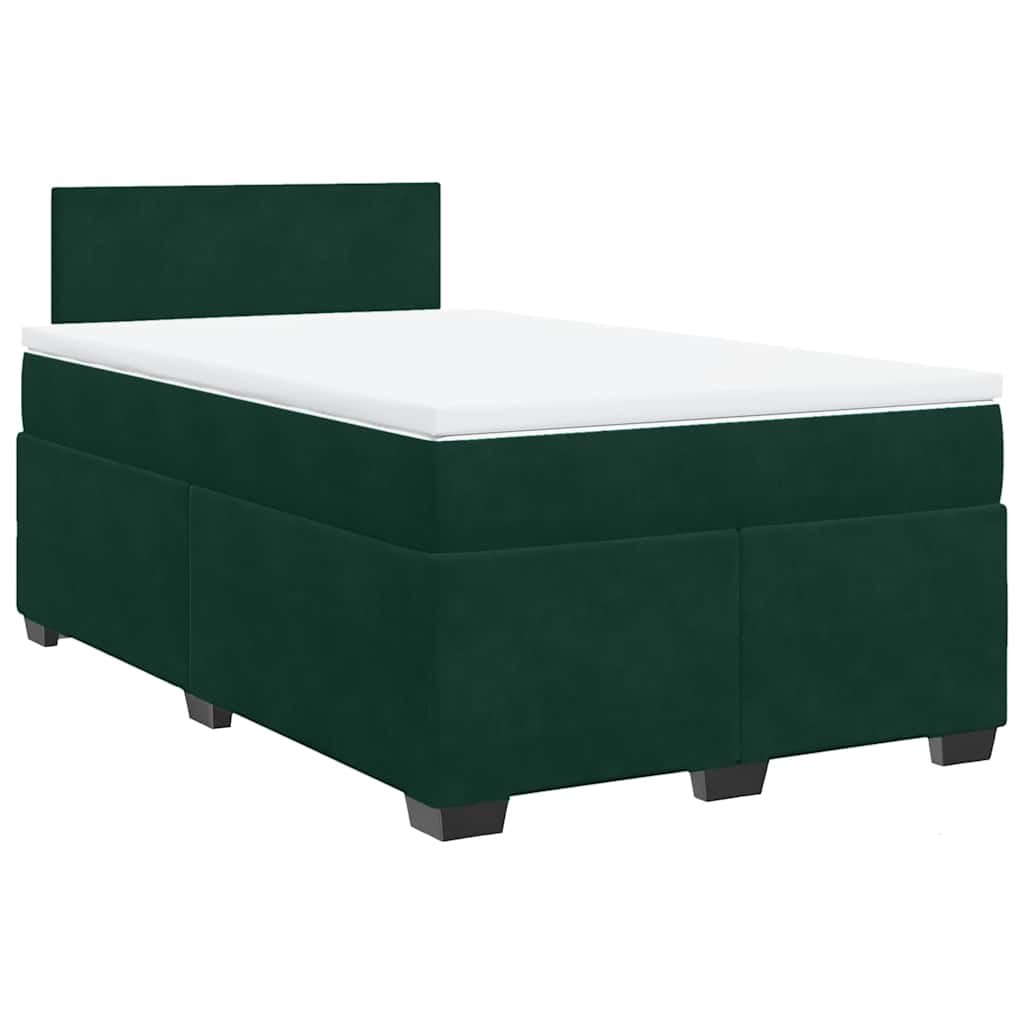 Κρεβάτι Boxspring με Στρώμα Σκούρο Πράσινο 120x200εκ. Βελούδινο