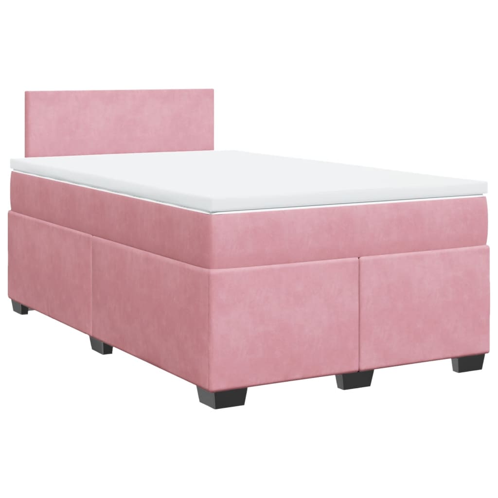 Κρεβάτι Boxspring με Στρώμα Ροζ 120x200 εκ. Βελούδινο