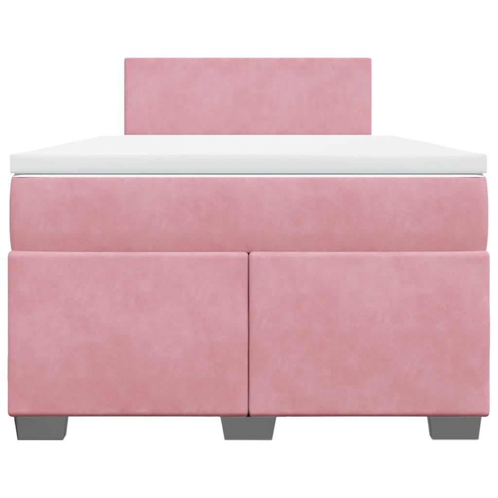 Κρεβάτι Boxspring με Στρώμα Ροζ 120x200 εκ. Βελούδινο