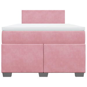 Κρεβάτι Boxspring με Στρώμα Ροζ 120x200 εκ. Βελούδινο
