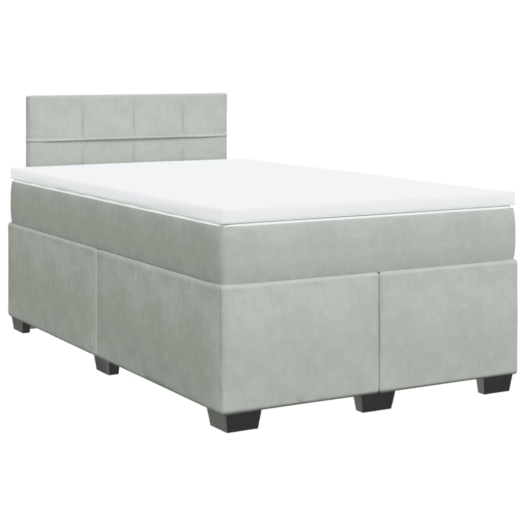Κρεβάτι Boxspring με Στρώμα Ανοιχτό Γκρι 120x200 εκ. Βελούδινο - Pakobazaar