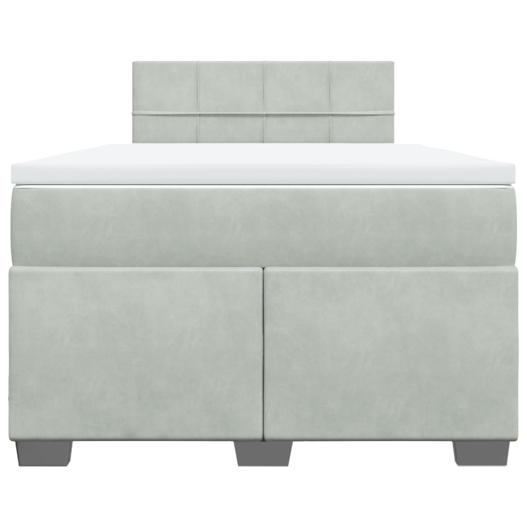 Κρεβάτι Boxspring με Στρώμα Ανοιχτό Γκρι 120x200 εκ. Βελούδινο - Pakobazaar