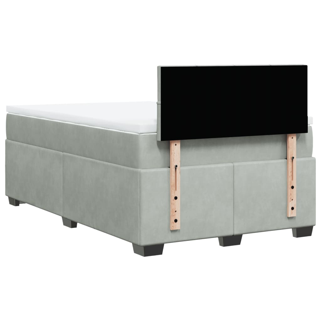 Κρεβάτι Boxspring με Στρώμα Ανοιχτό Γκρι 120x200 εκ. Βελούδινο - Pakobazaar