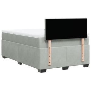 Κρεβάτι Boxspring με Στρώμα Ανοιχτό Γκρι 120x200 εκ. Βελούδινο - Pakobazaar