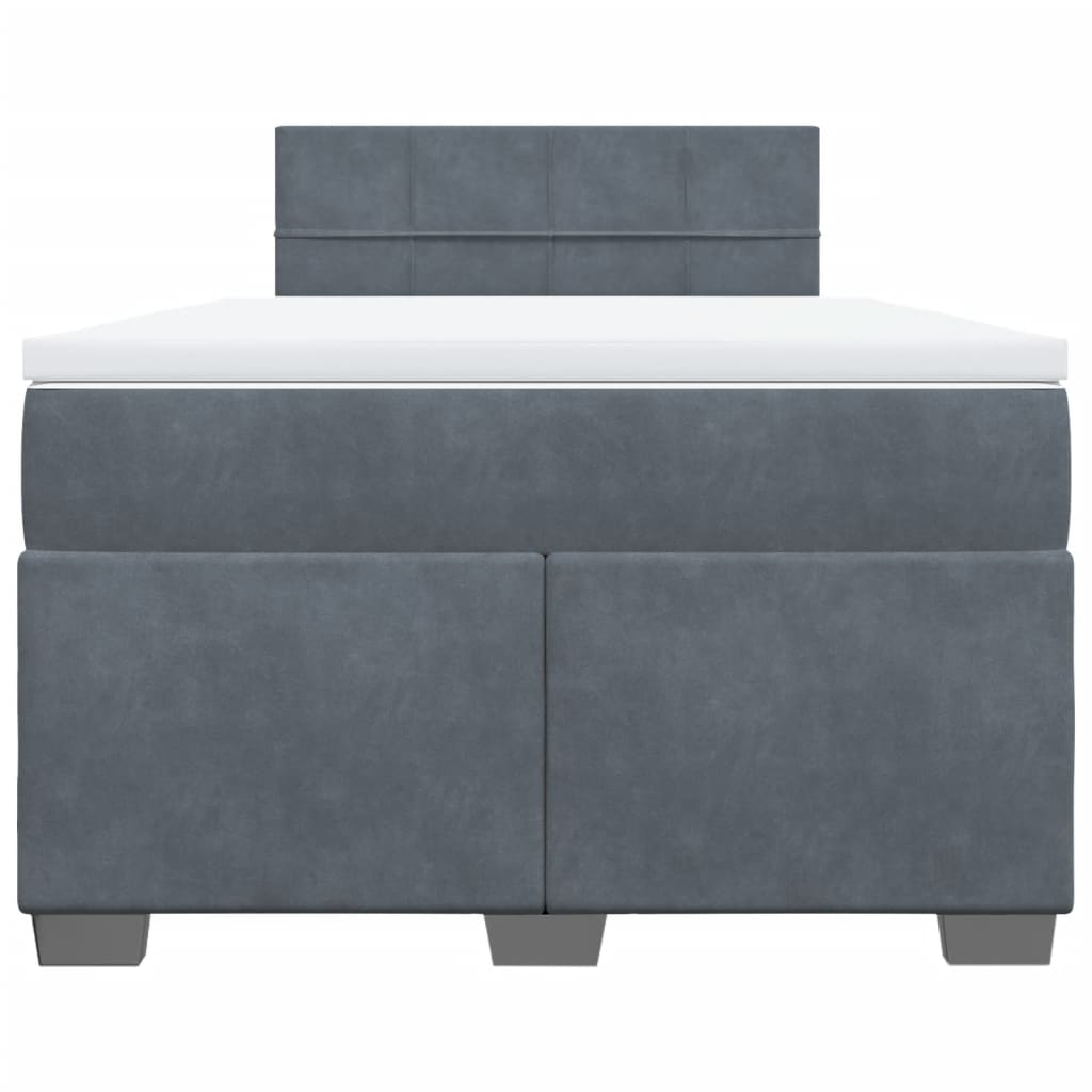 Κρεβάτι Boxspring με Στρώμα Σκούρο Γκρι 120x200 εκ. Βελούδινο