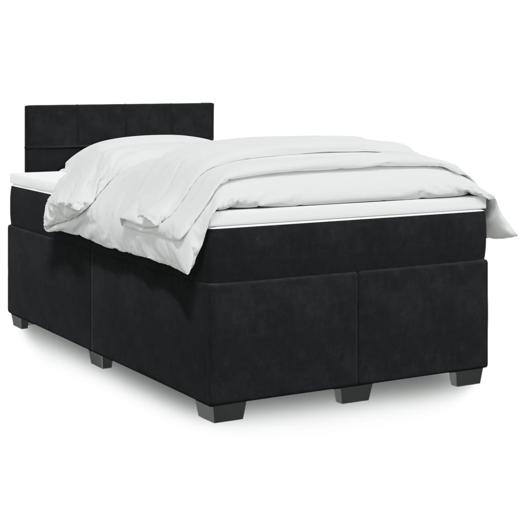 Κρεβάτι Boxspring με Στρώμα Μαύρο 120 x 200 εκ. Βελούδινο