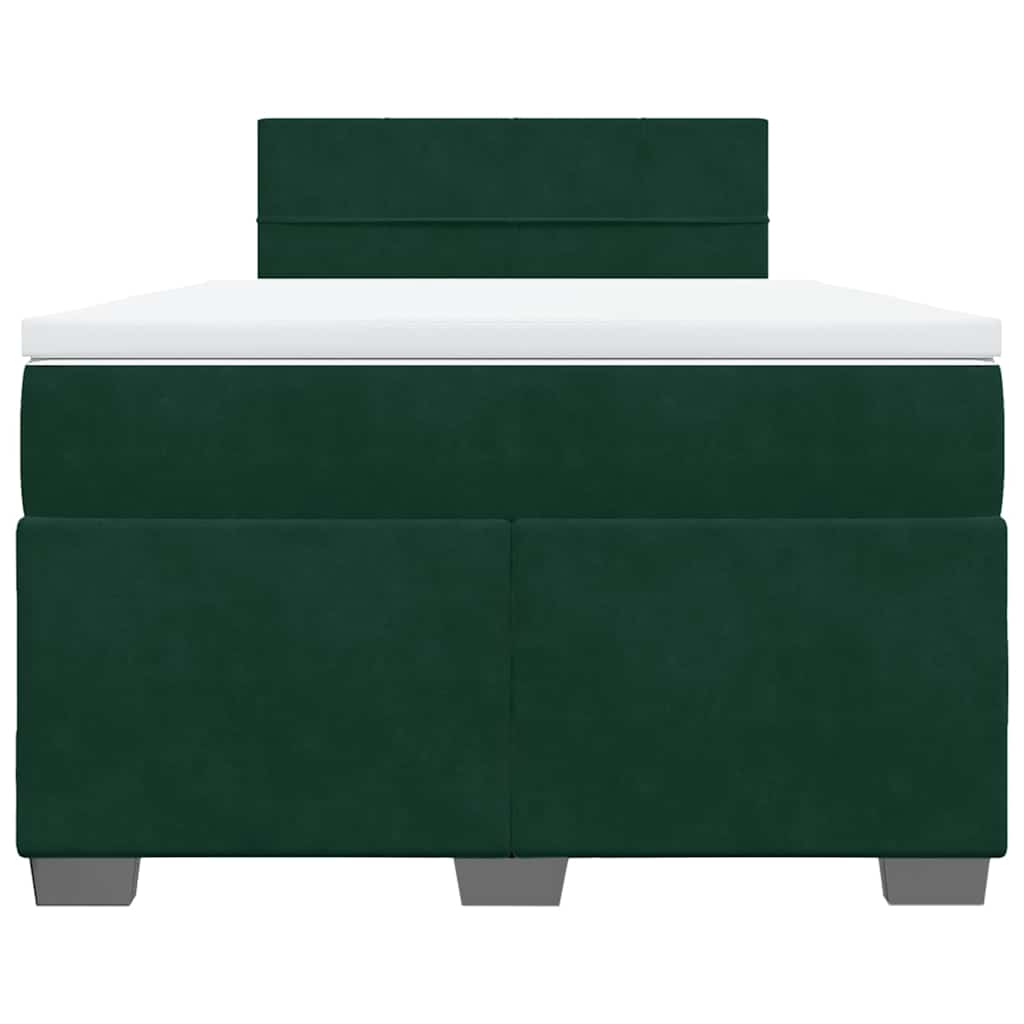 Κρεβάτι Boxspring με Στρώμα Σκούρο Πράσινο 120x200εκ. Βελούδινο