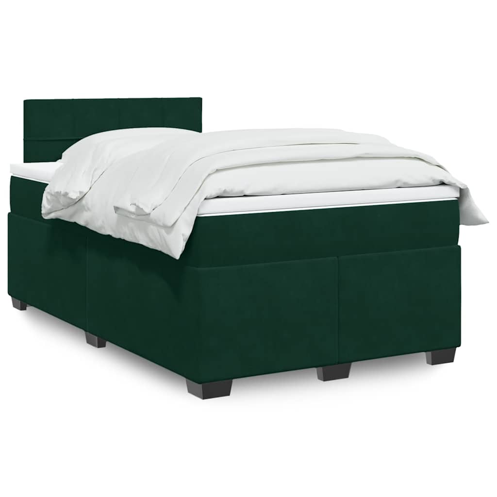 Κρεβάτι Boxspring με Στρώμα Σκούρο Πράσινο 120x200εκ. Βελούδινο