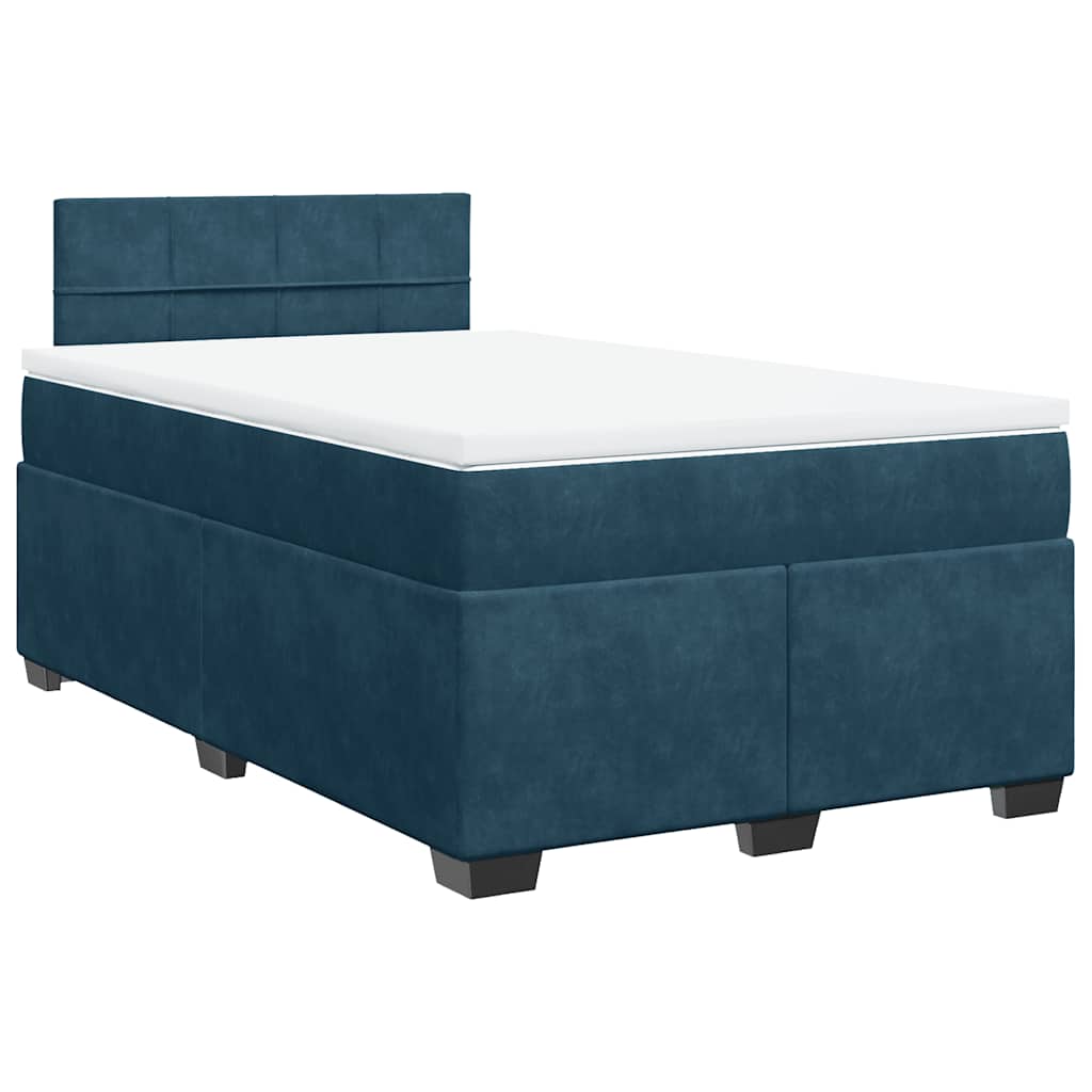 Κρεβάτι Boxspring με Στρώμα Σκούρο Μπλε 120x200 εκ. Βελούδινο - Pakobazaar