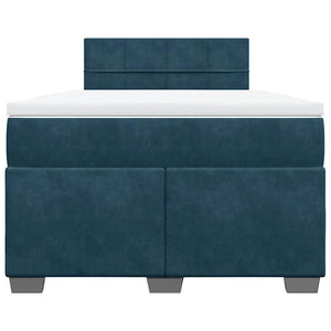 Κρεβάτι Boxspring με Στρώμα Σκούρο Μπλε 120x200 εκ. Βελούδινο - Pakobazaar