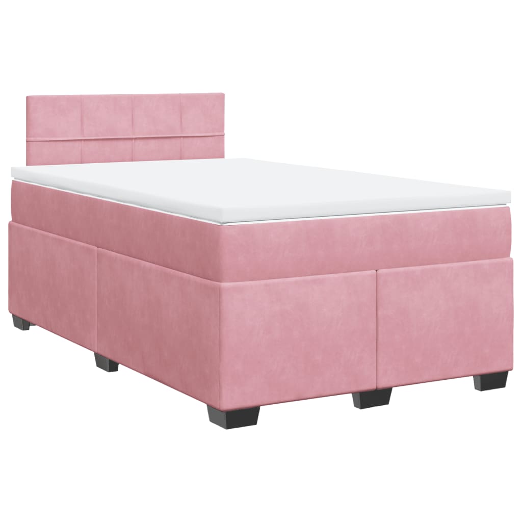 Κρεβάτι Boxspring με Στρώμα Ροζ 120x200 εκ. Βελούδινο