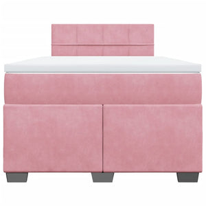 Κρεβάτι Boxspring με Στρώμα Ροζ 120x200 εκ. Βελούδινο