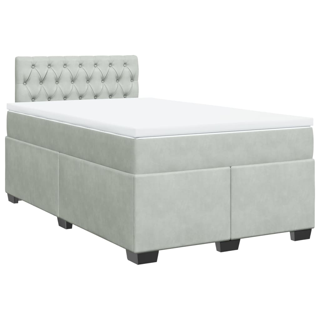 Κρεβάτι Boxspring με Στρώμα Ανοιχτό Γκρι 120x200 εκ. Βελούδινο - Pakobazaar