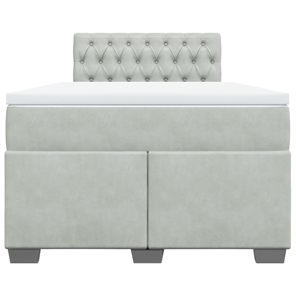 Κρεβάτι Boxspring με Στρώμα Ανοιχτό Γκρι 120x200 εκ. Βελούδινο - Pakobazaar